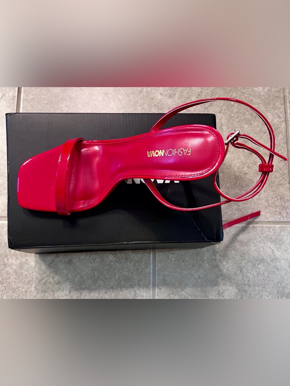 Fashion Nova Red Patent Slingback Heels
